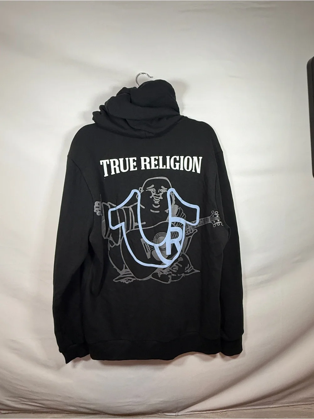 True Religion Mens Hoodie XL Black Zip Up Buddha Full Zip Sweatshirt NWT Jacket